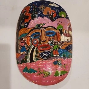Vintage Mexican Folk Art clay hand painted Mask - Picture 1 of 11