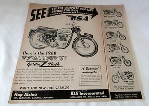 1960 BSA Royal Tourist Golden Flash Motorcycle "Beautiful" Original Ad - Picture 1 of 1