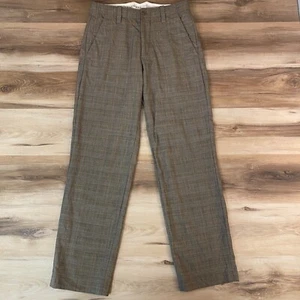Vintage Banana Republic Pants Mens 29 x32 Brown Glen Plaid Wool Stretch Y2K 2002 - Picture 1 of 11
