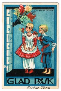 VERY OLD SWEDEN SWEDISH HOLIDAY POSTCARD - GLAD PASK - EASTER - Picture 1 of 2