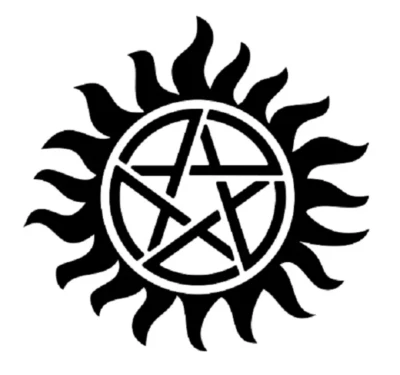 PENTAGRAM SUN PENTACLE ROUND STAR SUPERNATURAL VINYL DECAL -CAR TRUCK VAN CAMPER - Image 1 of 2
