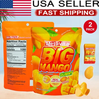 Paquete de 2 gomitas pelables de mango caramelo fruta caramelo bolsa resellable baja en grasa Foto 1 de 4