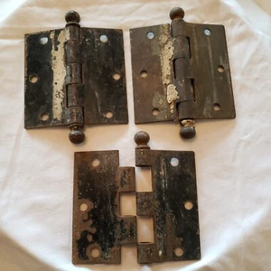 Cerniere vintage ferro nero 3" set di 3 set di 2 pin meravigliosa patina - Foto 1 di 8
