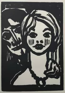 1927 EMIL NOLDE Engraving Original Block Mann und Junges Mädchen Curwen Fleuron - Picture 1 of 4