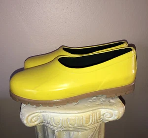 sunshine yellow rain shoes galoshes mid west vintage womens 7 - Picture 1 of 12