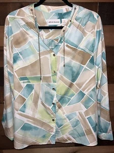Alfred Dunner Geometric Button Down Blouse Size 12 - Picture 1 of 3