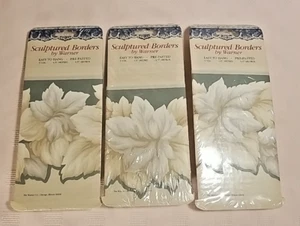 Sculptured Borders by Warner off white flowery pattern - 3 Rolls each 5 Yards - Picture 1 of 2