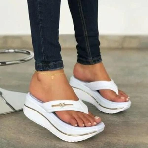 2024 Women's Sandals Flip Women Casual Beach Shoes Summer Flat Soft - Picture 1 of 15