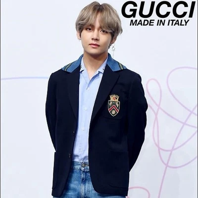 Blazer chaqueta a medida Gucci tejido acanalado emblema Foto 1 de 4