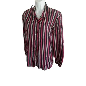 CAMISA BLUSA VINTAGE BROOKS BROTHERS RAYAS MUJER XL CUELLO BUCLE BOTÓN DELANTERO - Imagen 1 de 5