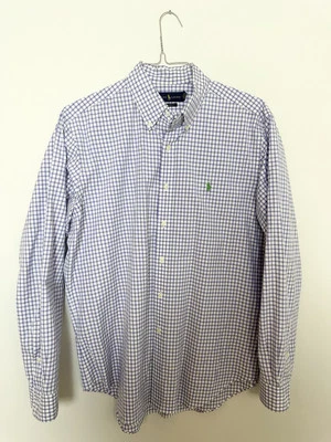 Camisa Ralph Lauren Calce Clásico Para Hombre Con Botones Talla L Azul Blanco Cuello a Cuadros Foto 1 de 4