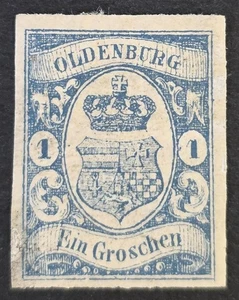 OLDENBURG GERMANY 1861 inutilizzato 1 gr azzurro Michel #12b CV €300 - Foto 1 di 2