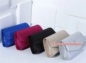 Glitter Sparkling Diamante Envelope Party Evening Wedding Flap Clutch Bag C518 - Picture 1 of 21