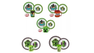 Minecraft Frühstücksset 3 tlg.  Geschirr Set 5 Varianten unverpackt Mikrowelle - Bild 1 von 4
