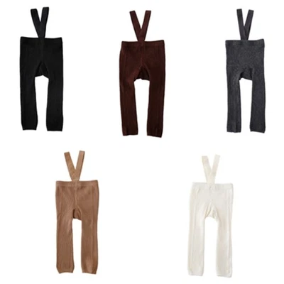 Knitted Cotton Leggings Toddler Pantyhose Autumn Spring Warm Suspenders Romper - Image 1 of 4