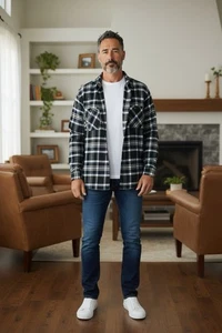 Anchorage Expedition Plaid Flannel shirt Black Blue White XXL - Picture 1 of 7