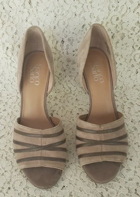 Franco Sarto Pumps Women Size 9M Tan Leather Open-toe Emelia Heeled Shoes - Image 1 of 4