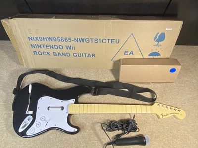 Rockband Harmonix Fender Stratocaster Wireless Guitar & Microphone Nintendo Wii  - Image 1 of 4