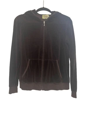 Толстовка с капюшоном Juicy Couture коричневый большой бархат Y2K винтажный логотип сделано в гламурный США - Изображение 1 из 4