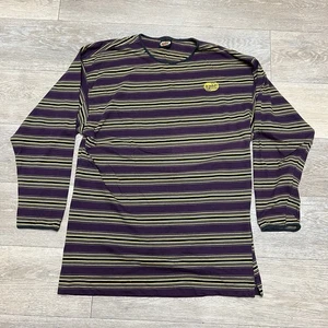 Vintage 90s Split Skate Surf Shirt Striped Long Sleeve Rare USA Made Large Big - Picture 1 of 11