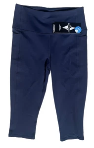 Skechers Go Walk Flex High Waisted Capri Workout Pants Pockets Navy Blue Small - Picture 1 of 2