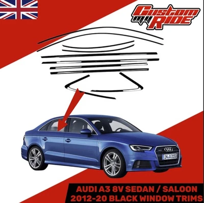 Embellecedores de ventana negros brillantes para Audi A3 berlina S3 8V 2013-20 equipamiento Blackout Night Foto 1 de 4
