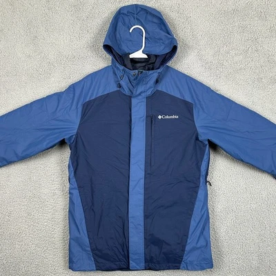 Columbia Interchange Omni-Tech Nylon Jacket Hiking Mens Medium Blue Coat Hoodie - Image 1 of 4