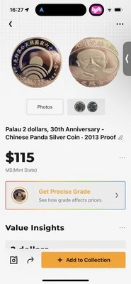 Palau 2 dollars, 30th Anniversary -Chinese Panda Silver Coin • 2013 Proof - Image 1 of 4