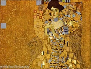 GUSTAV KLIMT ADELE BLOCHBAUER ART NOUVEAU GICLEE PRINT FINE CANVAS - Picture 1 of 4