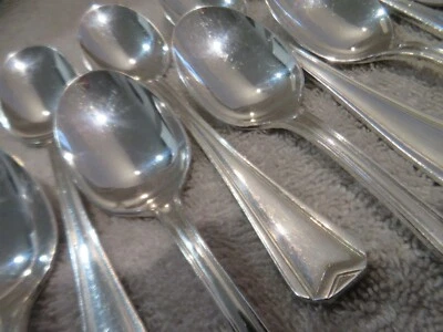 1930 1940 Plateado 12 cucharas de café Christofle Chevrons art deco 14 cm Foto 1 de 4