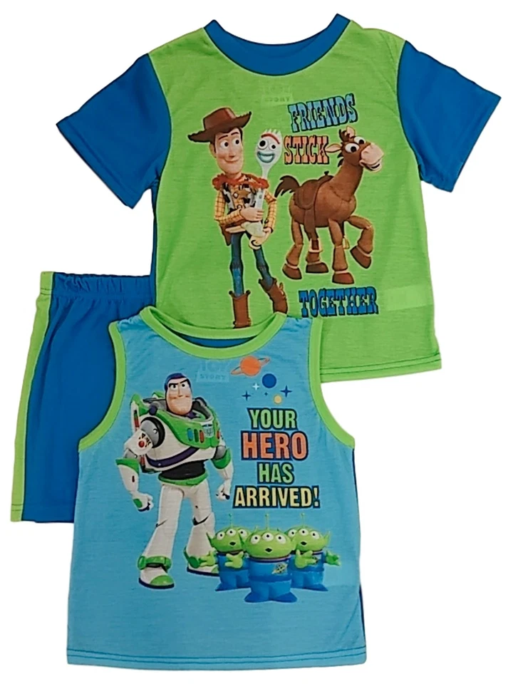 Disney Niños Pequeños Toy Story Woody & Buzz 3 Piezas Pijama Pantalones Cortos Juego para Dormir 4T Foto 1 de 1