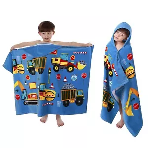 Kids Hooded Beach Bath Towel, Baby Surf Poncho Toddlers Soft Real Cotton Wrap... - Picture 1 of 6