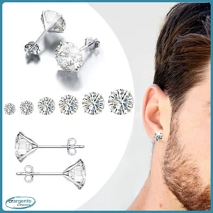 orecchini uomo punto luce argento 925 brillantini zirconi donna in da con per - Foto 1 di 13