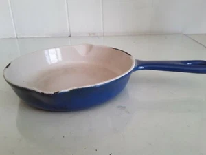 Vtg Le Creuset Blue Enamel Cast Iron Small 6.5" Skillet Frying Pan #16 France Sp - Picture 1 of 8