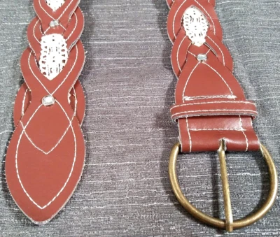 Cinturón 3 5 Pequeño Mujer Marrón Encaje Trenzado Boho Gitano Hippie Hebilla Estrás Foto 1 de 4