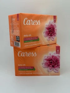 Jabón en barra de seda diario Caress 8 paquetes esencia de aceite floral de melocotón blanco y azahar blanco - Imagen 1 de 5