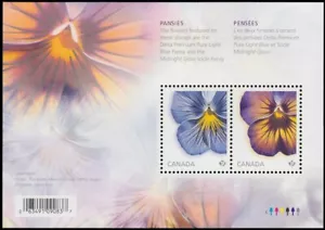 Canada Stamps Souvenir Sheet of 2, Pansies, #2809 MNH - Picture 1 of 1