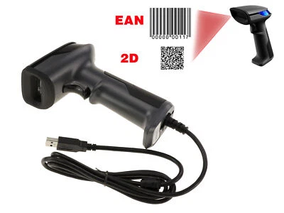 Handbrause USB Lesegerät Laserscanner 1D UPC EAN GS1 2D Qr Code Datamatrix - Bild 1 von 3