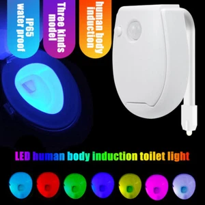 Toilet Night Light LED Motion Activated Sensor Bathroom Bowl Seat Lamp 7 Colors - Picture 1 of 21
