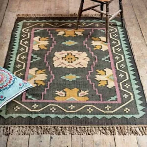 Teppich Wolle Jute Wohnkultur Kilim Area Teppich Handgewebt Traditioneller Läufer Bereich Teppich - Bild 1 von 9