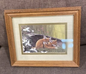 Gebrauchte 1989 2 junge Füchse in Log Hallow Lithographie von Bernard Picture Co USA - Bild 1 von 3