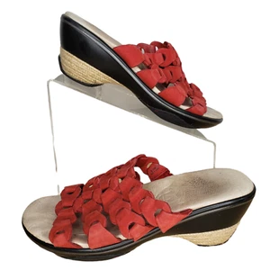 Jambu Größe 9,5 romantische Pantoletten Sandalen rot Leder Seil Absatz Detail Slipper - Bild 1 von 9