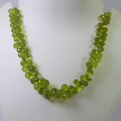 124 Ct 4.5x7 to 7x9 MM Natural Peridot Teardrops Cut Side Drilled 8 Inch Beads - Image 1 of 4