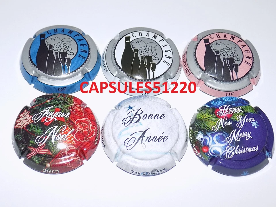 2 NOUVELLES SERIES de 3 CAPSULES DE CHAMPAGNE GENERIQUE ( Bonne fetes et Proct)