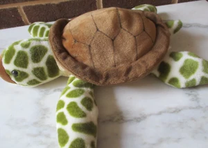 Sea Turtle 2005 K & M-Thick Plush 14" Spotted Floppy Legs Brown Shell+ Mouth - Picture 1 of 5