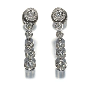 Diamond 0.29ct Bezel Drop Earrings 900 Platinum - Picture 1 of 4