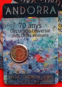 Andorra 2 euro 2018 "Universal Declaration of Human Rights" BiMetallic BU - Picture 1 of 4
