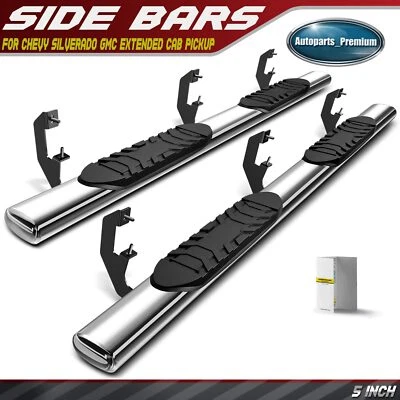 Nuevas barras laterales rectas ovaladas cromadas S/S 304 de 5" para Chevy Silverado 1500 GMC Foto 1 de 4