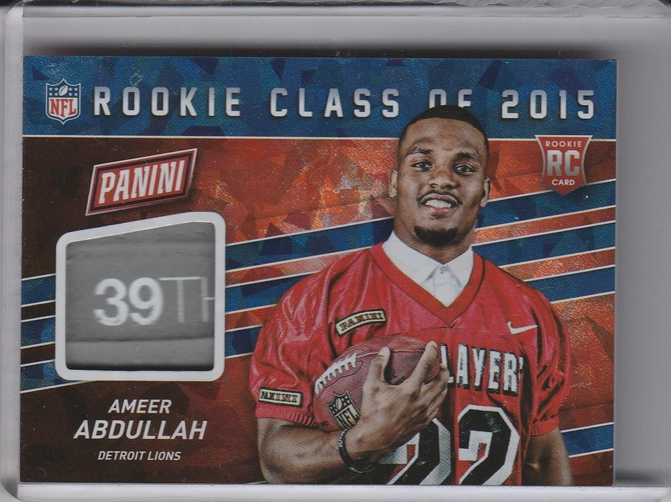 2015 PANINI #12 AMEER ABDULLAH ROOKIE RC RELIC DETROIT LIONS 9035 - Image 1 of 1