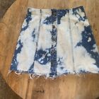 Vintage Nuovo County Seat Tie Dye Denim High Waist Mini Skirt Raw Hem S